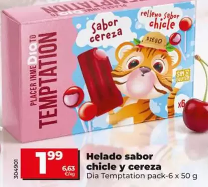 Dia Temptation - Helado Sabor Chicle Y Cereza 