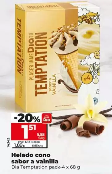 Dia Temptation - Helado Cono Sabor A Vainilla