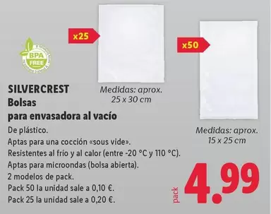SilverCrest - Bolsas Para Envasadora Al Vacio