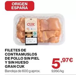 origen - Filetes De Contramuslos De Pollo Sin Piel Y Sin Hueso
