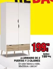 Blanco - Armario De 2 Puertas Y 2 Cajones