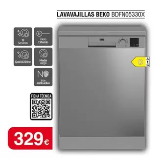 Beko - Lavavajillas BDFN05330X