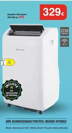 Hisense - Aire Acondicionado Portatil APC9090C