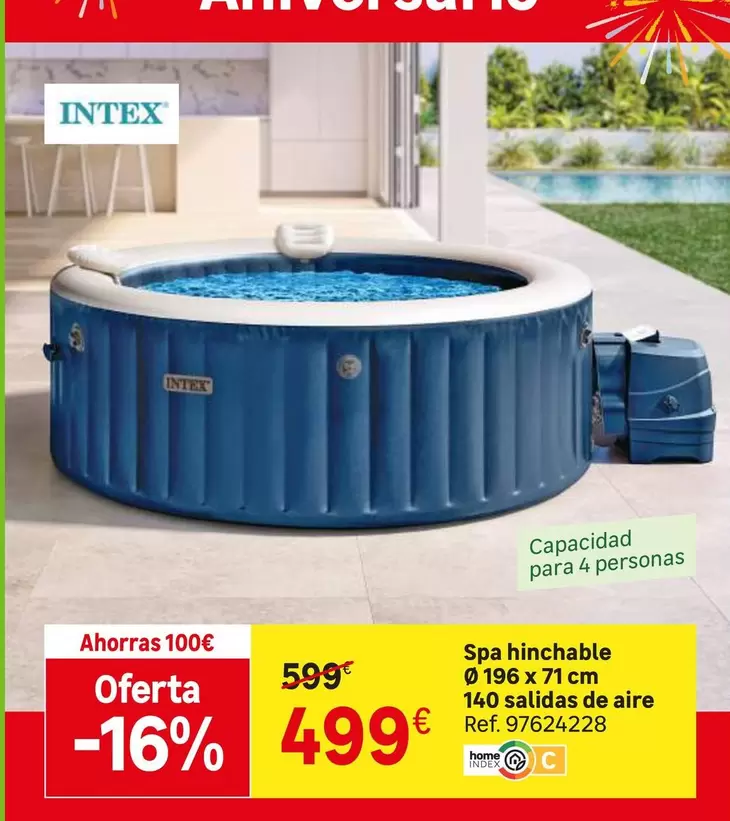 Intex - Spa Hinchable Ø196 x 71 cm