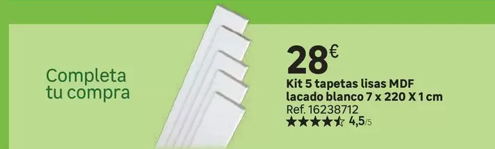 Blanco - Kit 5 Tapetas Lisas Mdf Lacado
