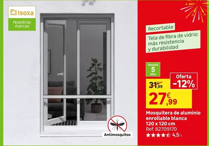 Mosquitera De Aluminio Enrolabile Blanca