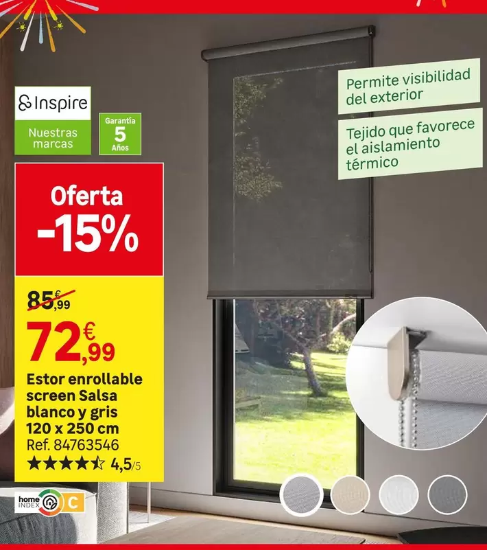 Blanco - Estor Enrollable Screen Salsa Y Gris