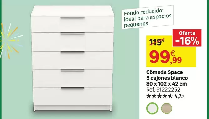 Blanco - Cómoda Space 5 Cajones