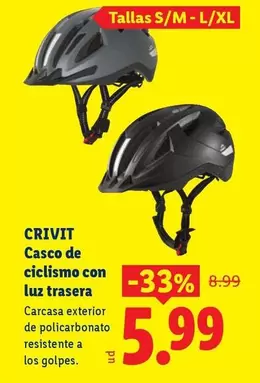 Crivit - Casco De Ciclismo Con Luz Trasera