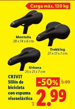 Crivit - Sillín De Bicicleta Con Espuma Viscoelastica
