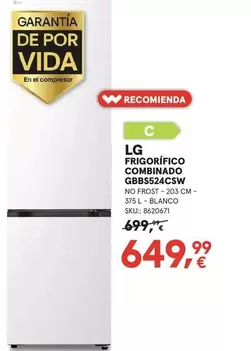 LG - Frigorifico Combinado GBB524CSW