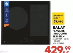 Balay - Placa De Inducción Eléctrica, Negro 3EB969LH