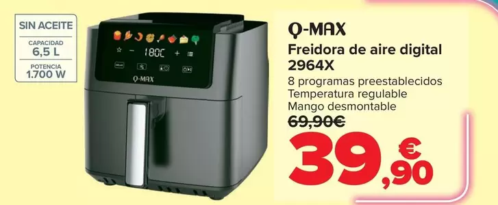 Q-Max - Freidora De Aire Digital 2964X