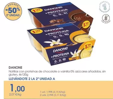 Danone - natillas con proteinas de chocolate o vainilla 0% azúcares añadidos sin gluten