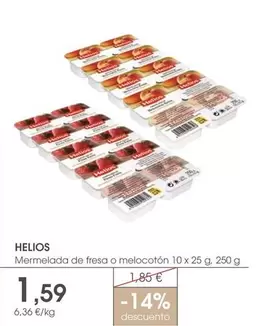 Helios - Mermelada De Fresa O Melocotón 10 X 25 G. 250 G