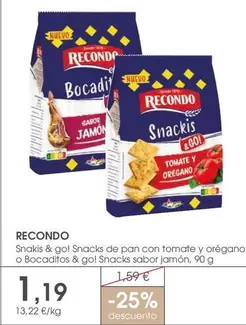 Recondo - Snack & Gol Snacks De Pan Con Tomate Y Oregano O Bocaditos & Gol Snacks Sabor Jamon