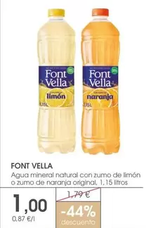 Font Vella - Agua Mineral Natural Con Zumo De Limon O Zumo De Naranja Original
