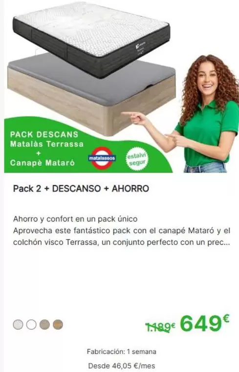 Pack Descans Matalàs Terrassa + Canapé Mataró