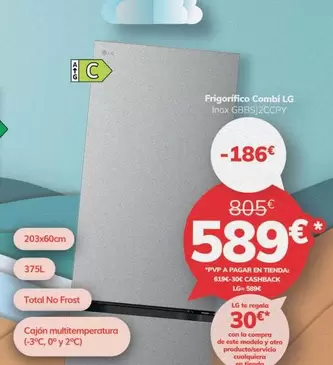 LG - Frigorífico Combi Total No Frost Inox GBBSJ2CCPY