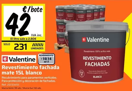 Valentine - Revestimiento Fachada Mate 15l Blanco