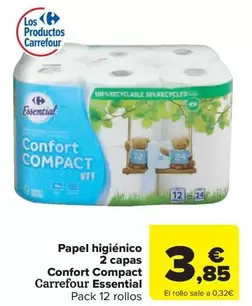 carrefour - Papel Higiénico 2 Capas Confort Compact Essential