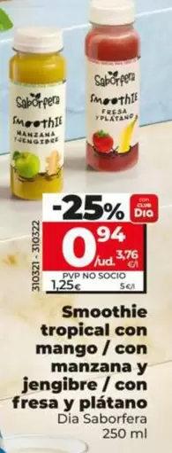 Dia Saborfera - Smoothie Tropical Con Mango/Con Manzana Y Jengibre/Con Fresa Y Plátano