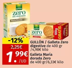 Gullón - Galleta Zero Digestive/Galleta Maria Dorada Zero