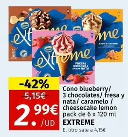 Extreme - Cono Blueberry/3 Chocolates/Fresa Y Nata/Caramelo/Cheesecake Lemon
