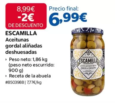 Escamilla - Aceitunas Gordal Alinadas Deshuesadas