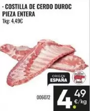 Costilla De Cerdo Duroc Pieza Entera