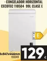 Cecotec - Congelador Horizontal 110504 99L Clase E
