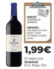 Urzemai - Vi Negre Jove D.O. Rioja