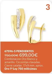 Oro - Combinacion  Blanco Y Amarillo. Circonitas Clavadas. Cierre Catalán