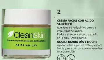 CleanSkin Crema Facial Pieles Grasas Con Acido Salicilico