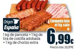 1 Kg De Panceta + 1 Kg De Tira De Costilla Adobada + 1 Kg De Chorizo Extra