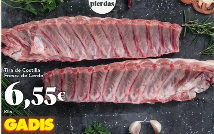 Tira De Costilla Fresca De Cerdo