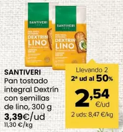 Santiveri - Pan Tostado Integral Dextrin Con Semillas De Lino