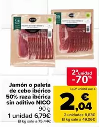 Nico - Jamón O Paleta De Cebo Ibérico 50% Raza Ibérica Sin Aditivo