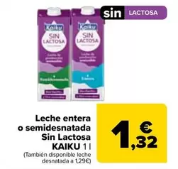 Kaiku - Leche Entera O Semidesnatada Sin Lactosa 
