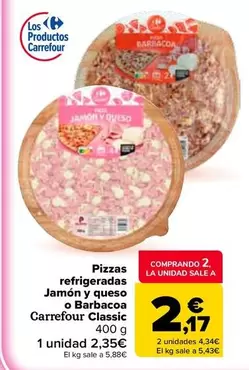 Carrefour Classic - Pizzas Refrigeradas Jamón Y Queso O Barbacoa