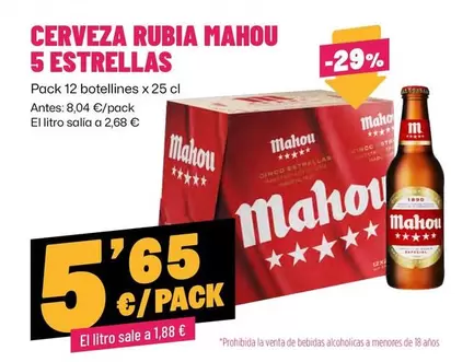 Mahou - Cerveza Rubia 5 Estrellas