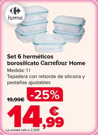 Carrefour Home - Set 6 Herméticos Borosilicato