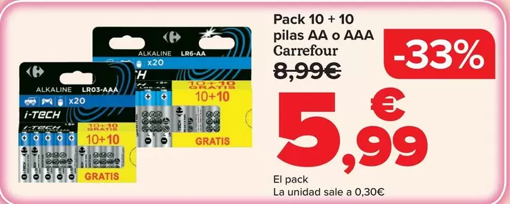 Carrefour - Pack 10 + 10 Pilas Aa O Aaa