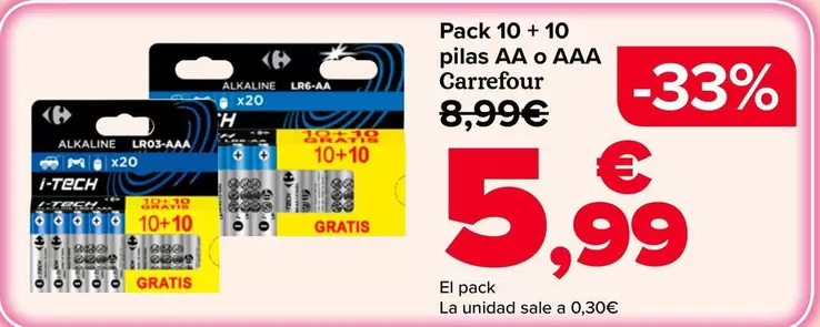 Carrefour - Pack 10 + 10 Pilas Aa O Aaa