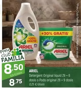 Ariel - Detergent Original Liquid 29 + 6 Dosis O Pods Original 26 + 9 Dosis