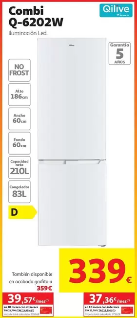 Combi Nf 186cm Qilive Q-6202w/600203026/D/Nov
