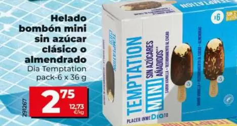 Dia Temptation - Helado Bombón Mini Sin Azúcar Clásico O Almendrado