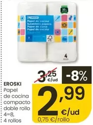Eroski - Papel De Cocina Compacto Doble Rollo