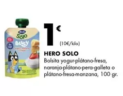 Hero - Solo Bolsita Yogur-platano-fresa, Naranja-platano-pera-galleta O Platano-fresa-manzana