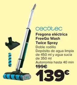 Cecotec - Fregona Electrica FreeGo Wash Twice Spray